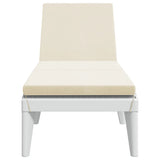 Sun Lounger with Cushion White 73.2"x23.6"x11.4" PP