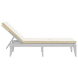 Sun Lounger with Cushion White 73.2"x23.6"x11.4" PP