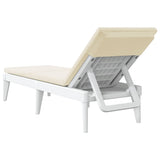 Sun Lounger with Cushion White 73.2"x23.6"x11.4" PP