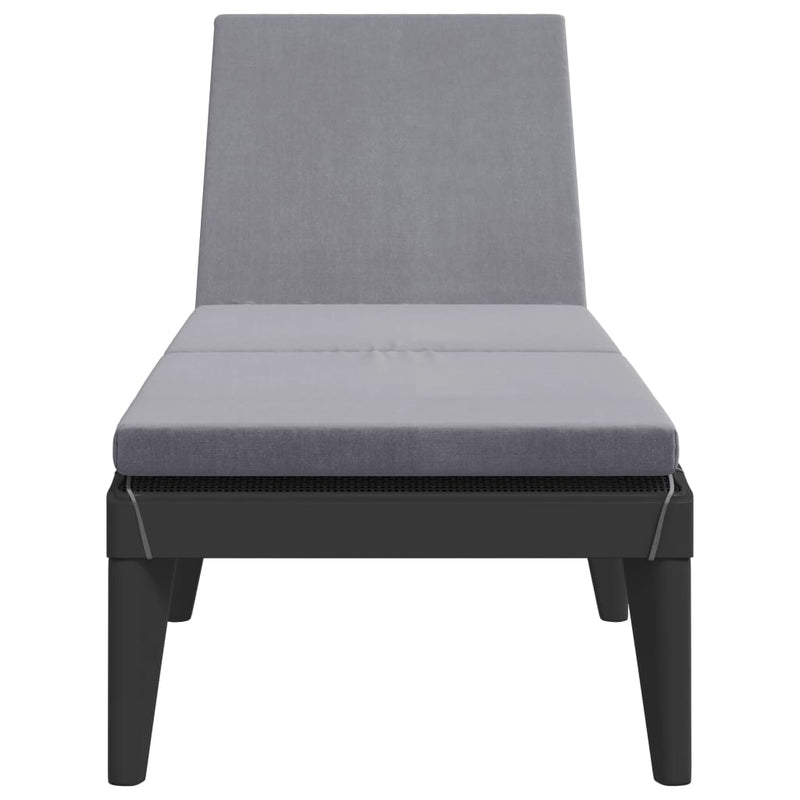 Sun Lounger with Cushion Anthracite 73.2"x23.6"x11.4" PP