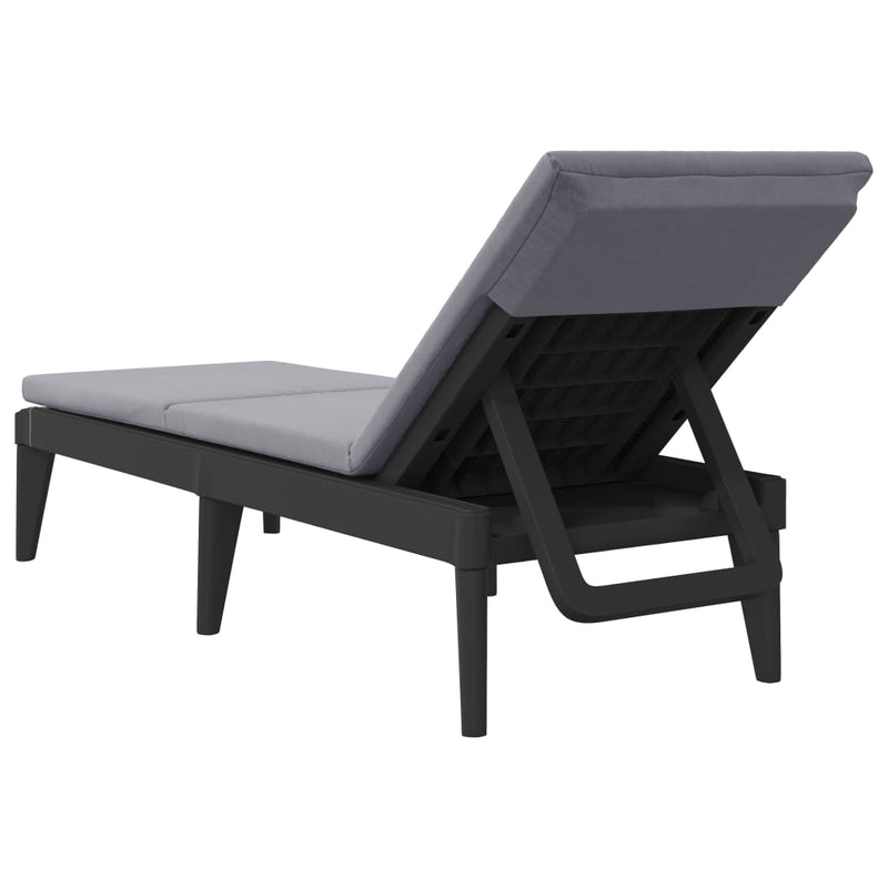 Sun Lounger with Cushion Anthracite 73.2"x23.6"x11.4" PP