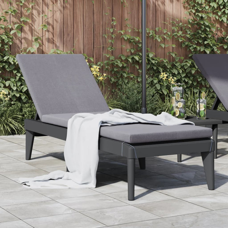 Sun Lounger with Cushion Anthracite 73.2"x23.6"x11.4" PP