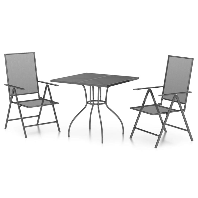 3 Piece Patio Dining Set Anthracite Steel