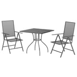 3 Piece Patio Dining Set Anthracite Steel