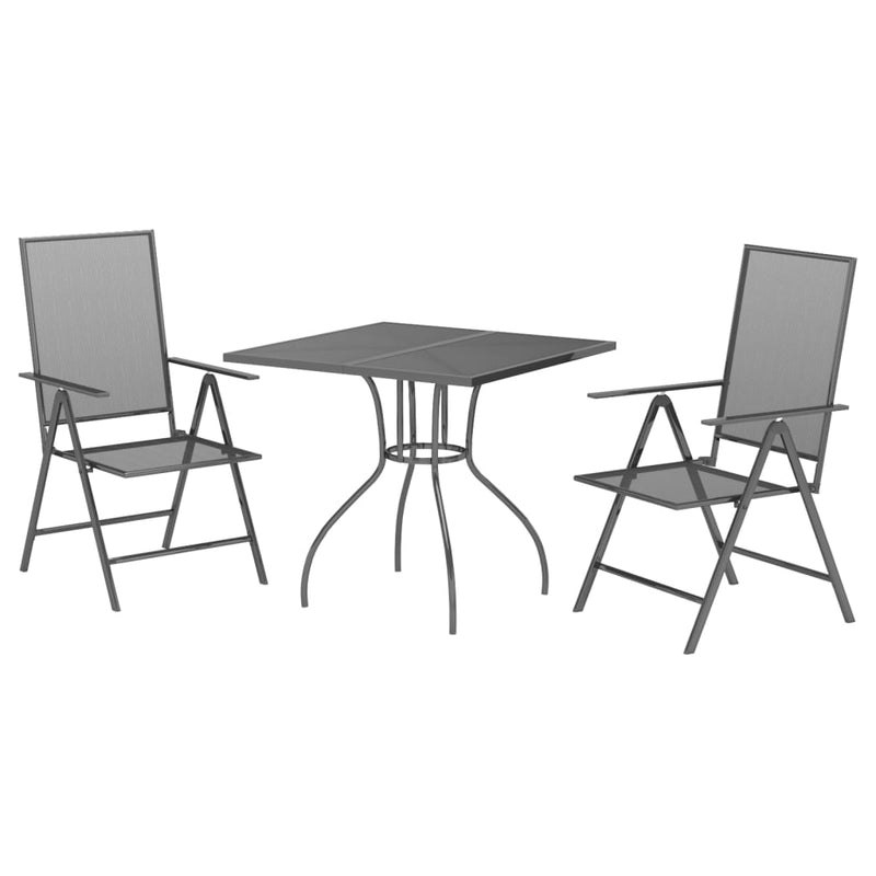 3 Piece Patio Dining Set Anthracite Steel