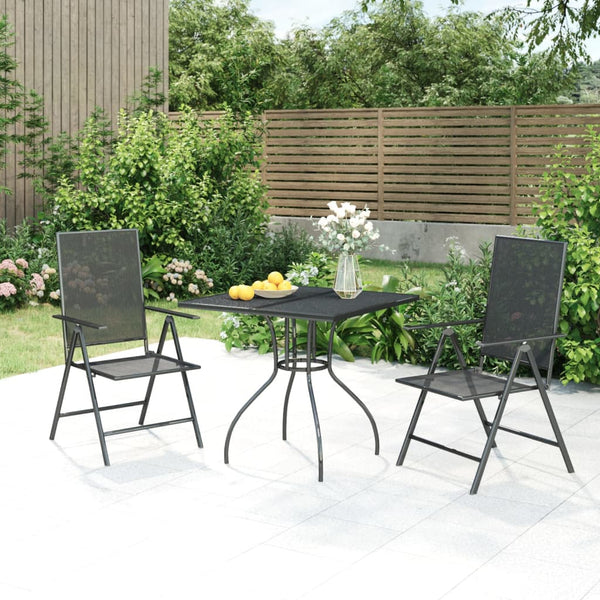 3 Piece Patio Dining Set Anthracite Steel