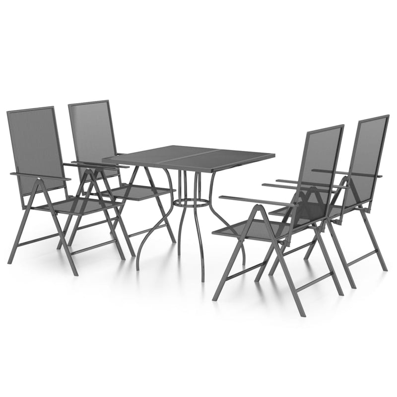 5 Piece Patio Dining Set Anthracite Steel