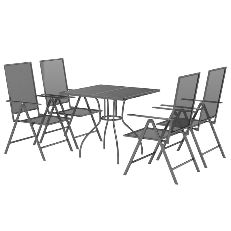 5 Piece Patio Dining Set Anthracite Steel