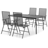 5 Piece Patio Dining Set Anthracite Steel