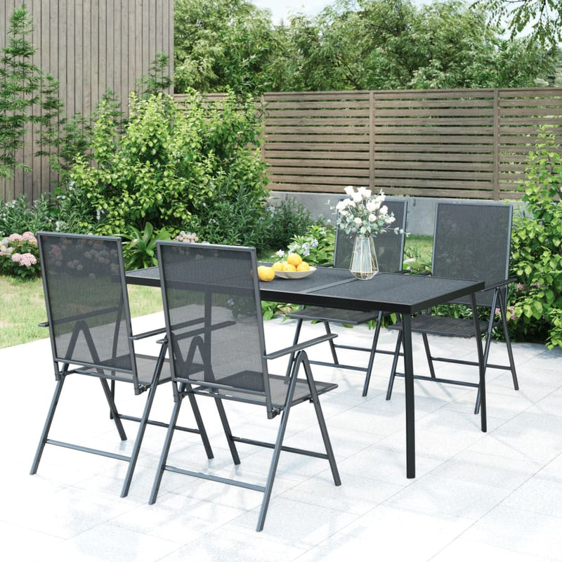 5 Piece Patio Dining Set Anthracite Steel