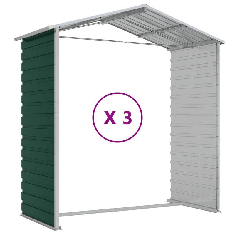 Garden Shed Green 75.2"x118.1"x78" Galvanized Steel