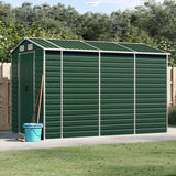 Garden Shed Green 75.2"x118.1"x78" Galvanized Steel