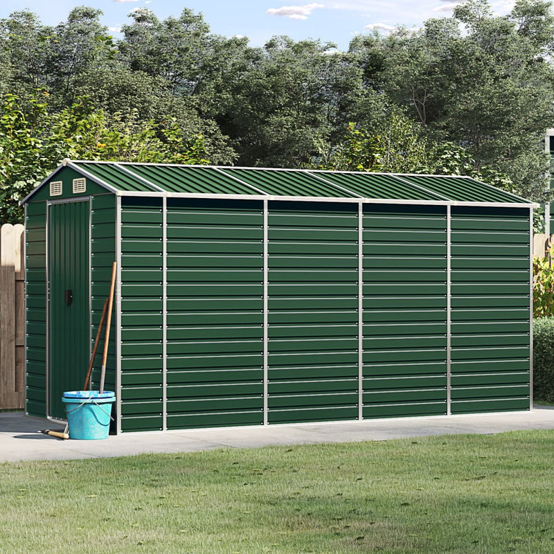 Garden Shed Green 75.2"x151.6"x78" Galvanized Steel