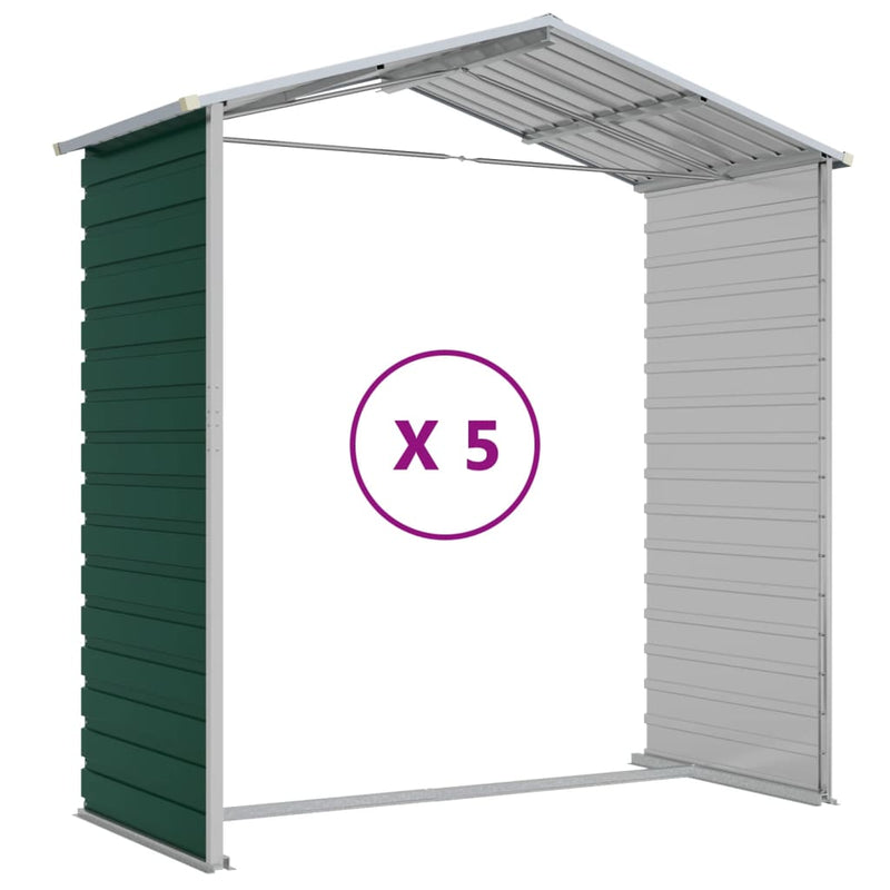 Garden Shed Green 75.2"x185"x78" Galvanized Steel