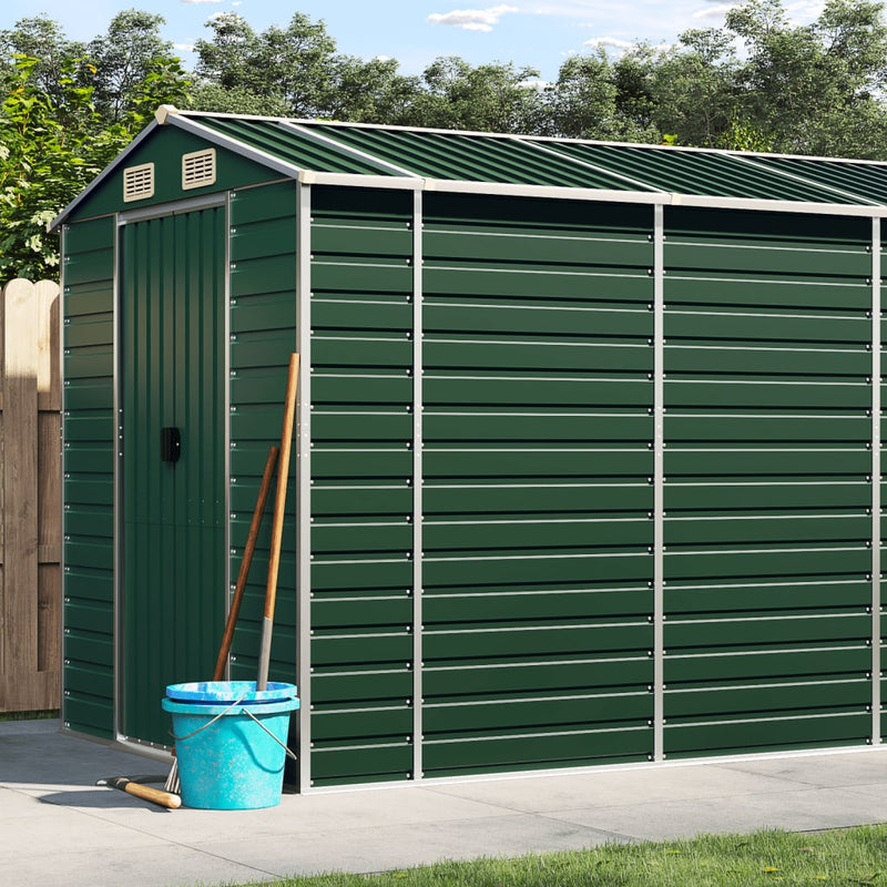 Garden Shed Green 75.2"x185"x78" Galvanized Steel