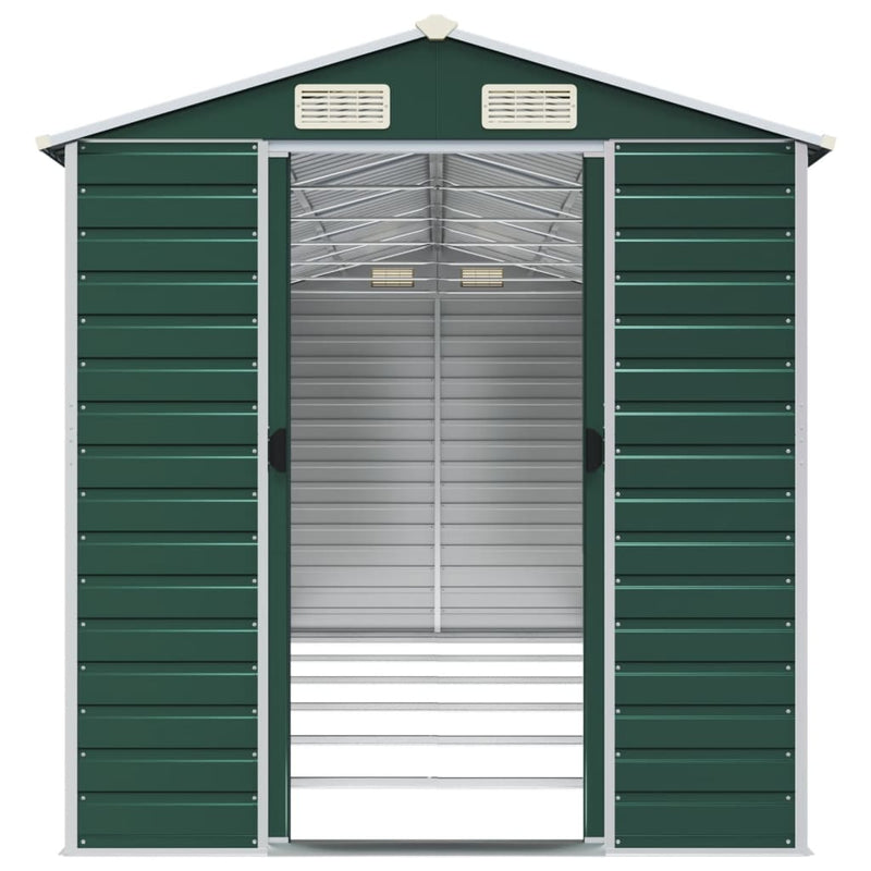 Garden Shed Green 75.2"x218.5"x78" Galvanized Steel