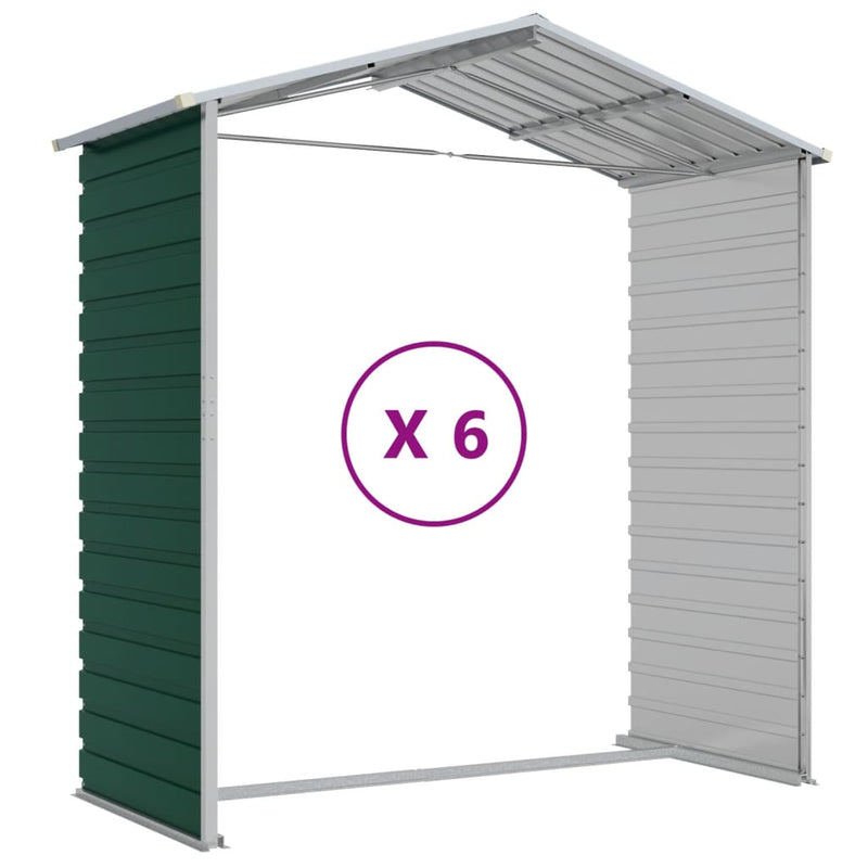 Garden Shed Green 75.2"x218.5"x78" Galvanized Steel