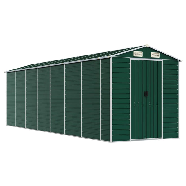 Garden Shed Green 75.2"x252"x78" Galvanized Steel