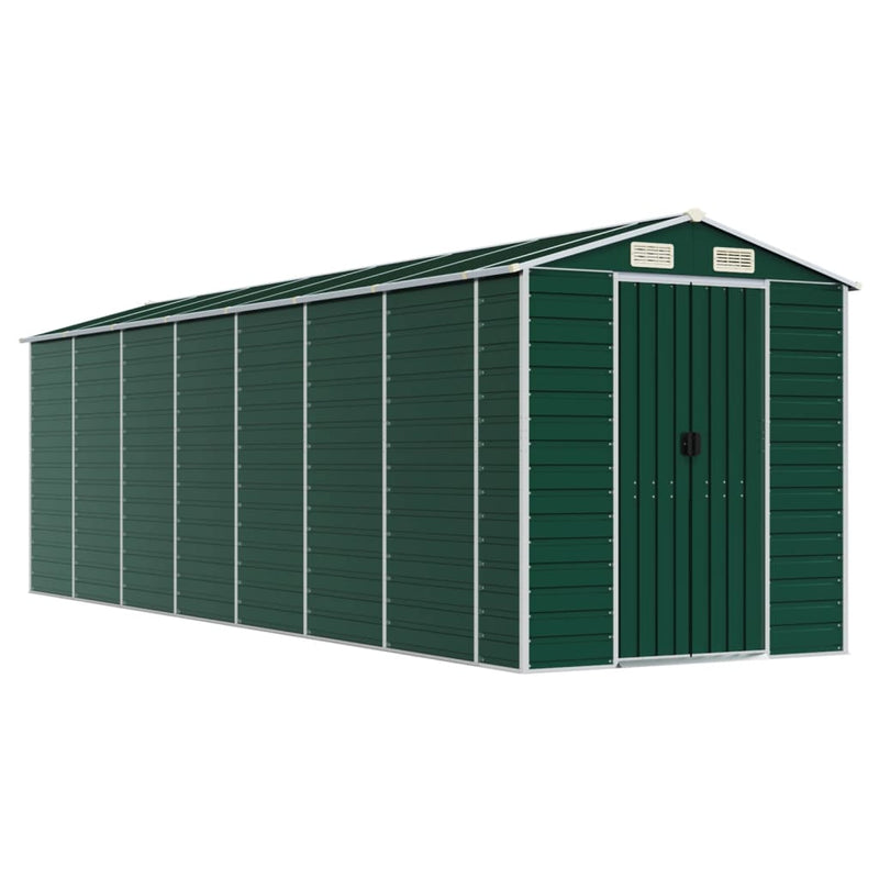 Garden Shed Green 75.2"x252"x78" Galvanized Steel