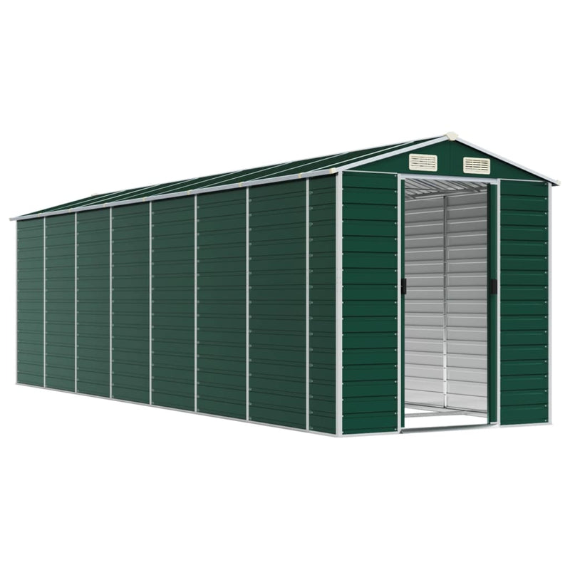 Garden Shed Green 75.2"x252"x78" Galvanized Steel