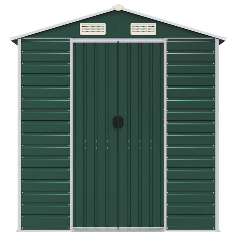 Garden Shed Green 75.2"x252"x78" Galvanized Steel