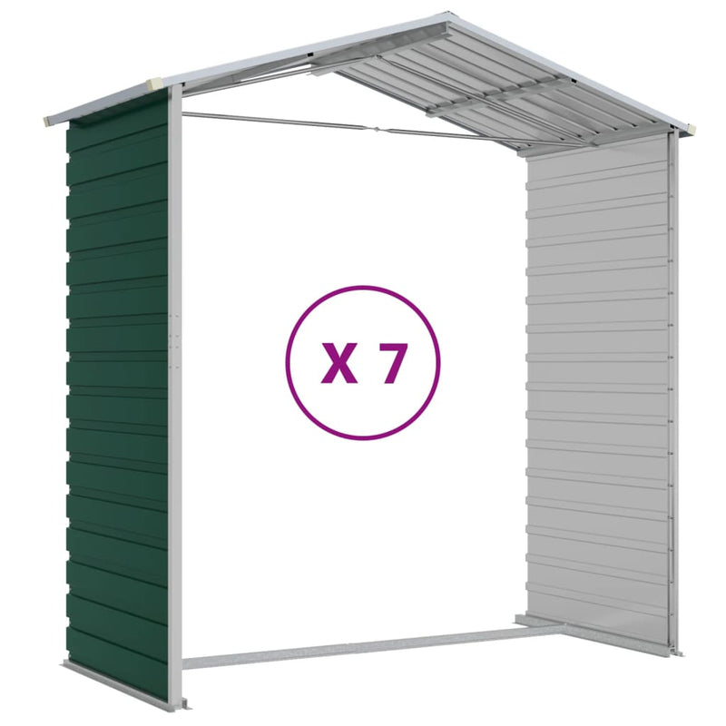 Garden Shed Green 75.2"x252"x78" Galvanized Steel