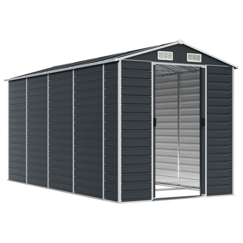 Garden Shed Anthracite 75.2"x151.6"x78" Galvanized Steel