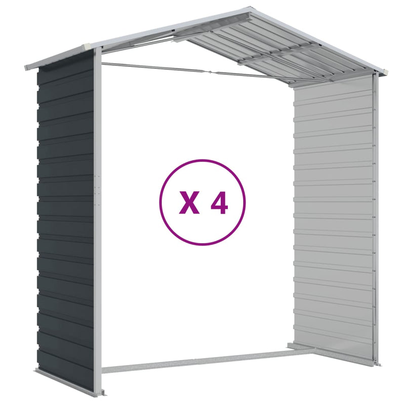 Garden Shed Anthracite 75.2"x151.6"x78" Galvanized Steel