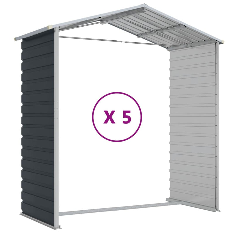 Garden Shed Anthracite 75.2"x185"x78" Galvanized Steel