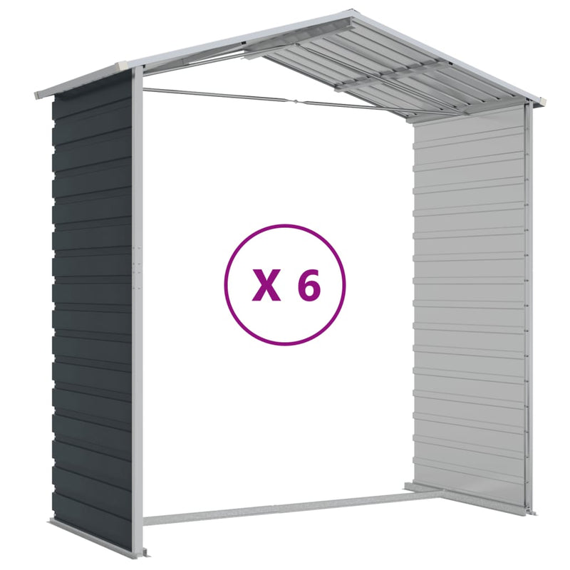 Garden Shed Anthracite 75.2"x218.5"x78" Galvanized Steel