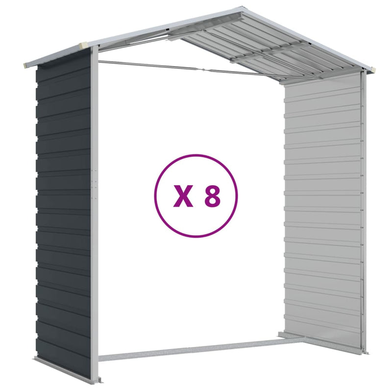 Garden Shed Anthracite 75.2"x285.4"x78" Galvanized Steel