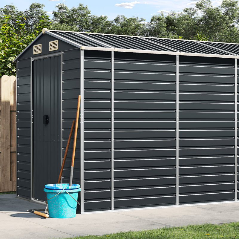 Garden Shed Anthracite 75.2"x285.4"x78" Galvanized Steel