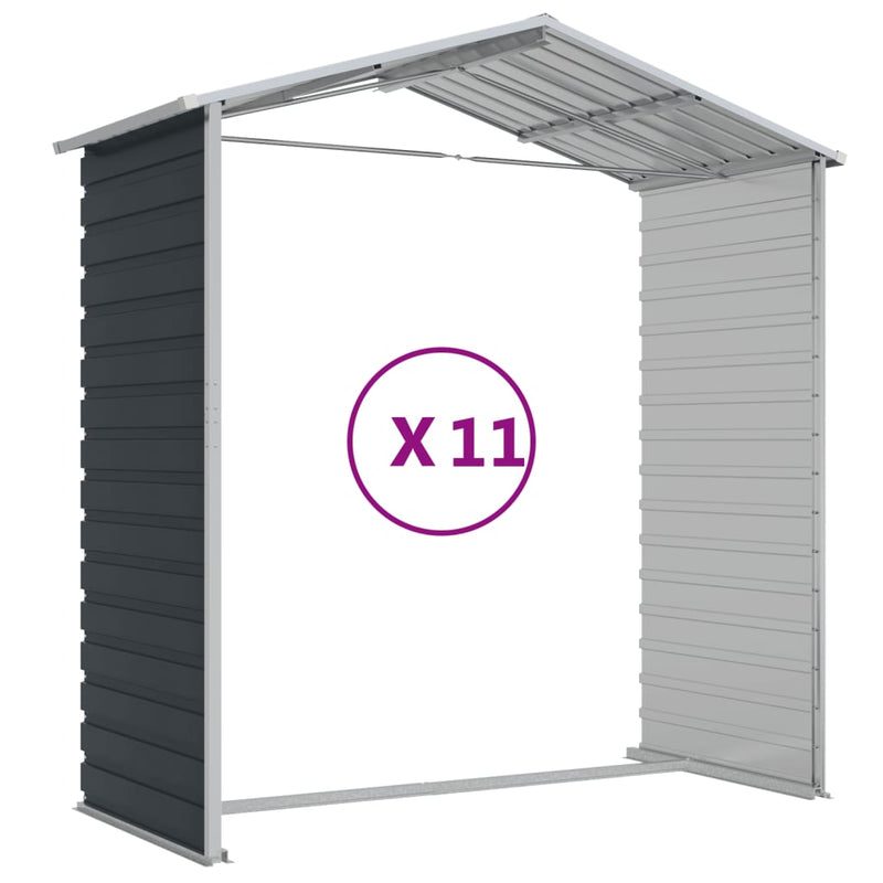 Garden Shed Anthracite 75.2"x385.8"x78" Galvanized Steel