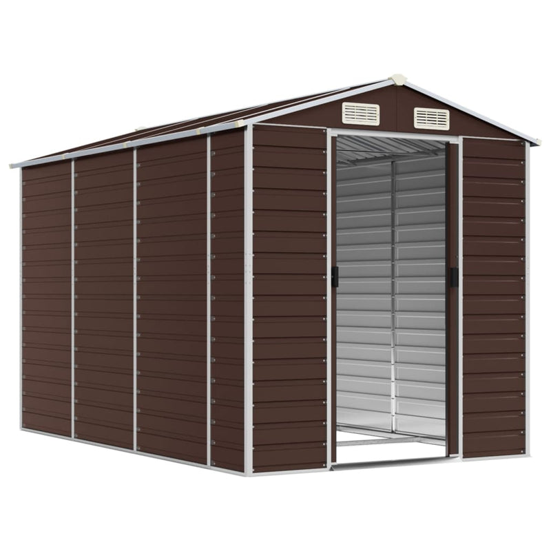 Garden Shed Brown 75.2"x118.1"x78" Galvanized Steel