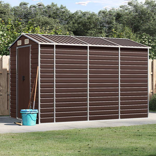 Garden Shed Brown 75.2"x118.1"x78" Galvanized Steel