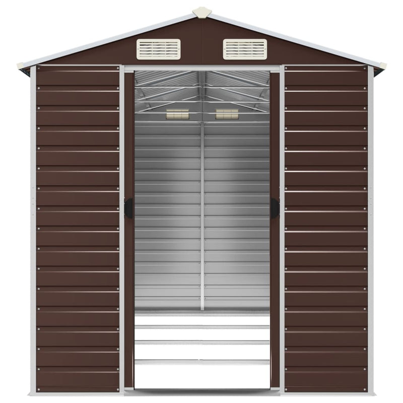 Garden Shed Brown 75.2"x151.6"x78" Galvanized Steel