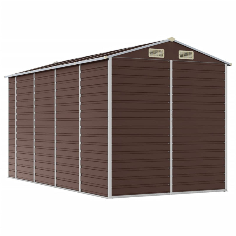 Garden Shed Brown 75.2"x151.6"x78" Galvanized Steel