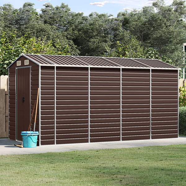 Garden Shed Brown 75.2"x151.6"x78" Galvanized Steel