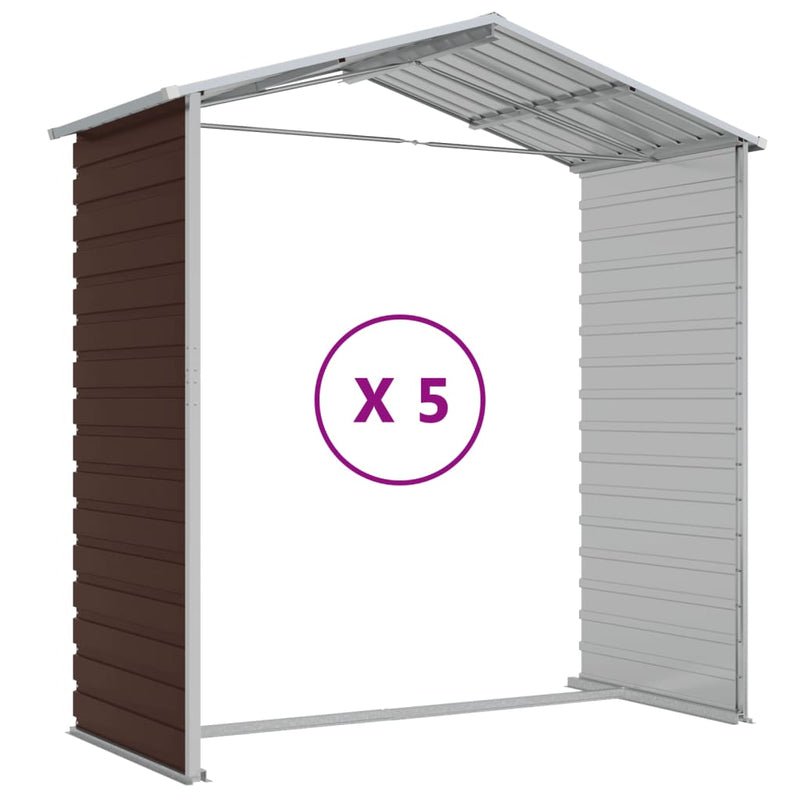 Garden Shed Brown 75.2"x185"x78" Galvanized Steel