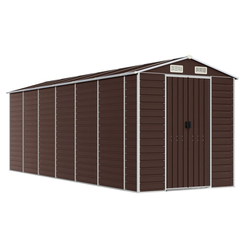 Garden Shed Brown 75.2"x218.5"x78" Galvanized Steel