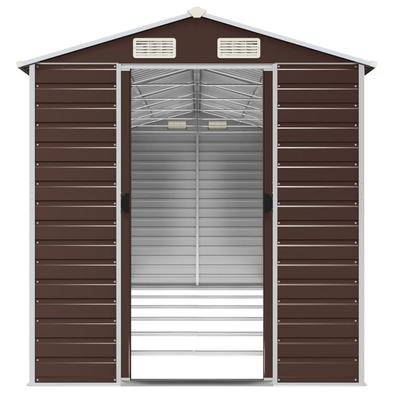 Garden Shed Brown 75.2"x218.5"x78" Galvanized Steel