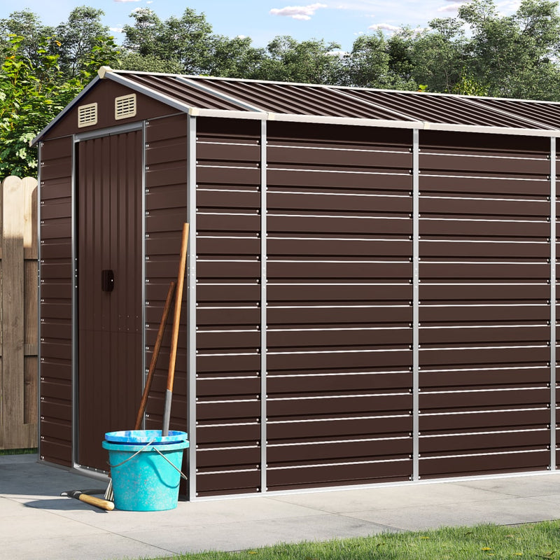 Garden Shed Brown 75.2"x218.5"x78" Galvanized Steel