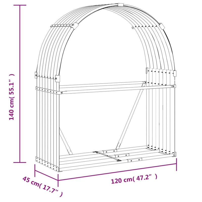 Log Holder Anthracite 47.2"x17.7"x55.1" Galvanized Steel