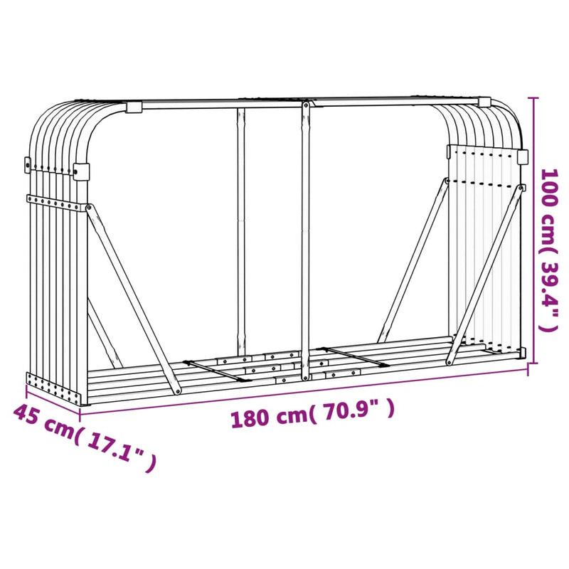 Log Holder Anthracite 70.9"x17.7"x39.4" Galvanized Steel