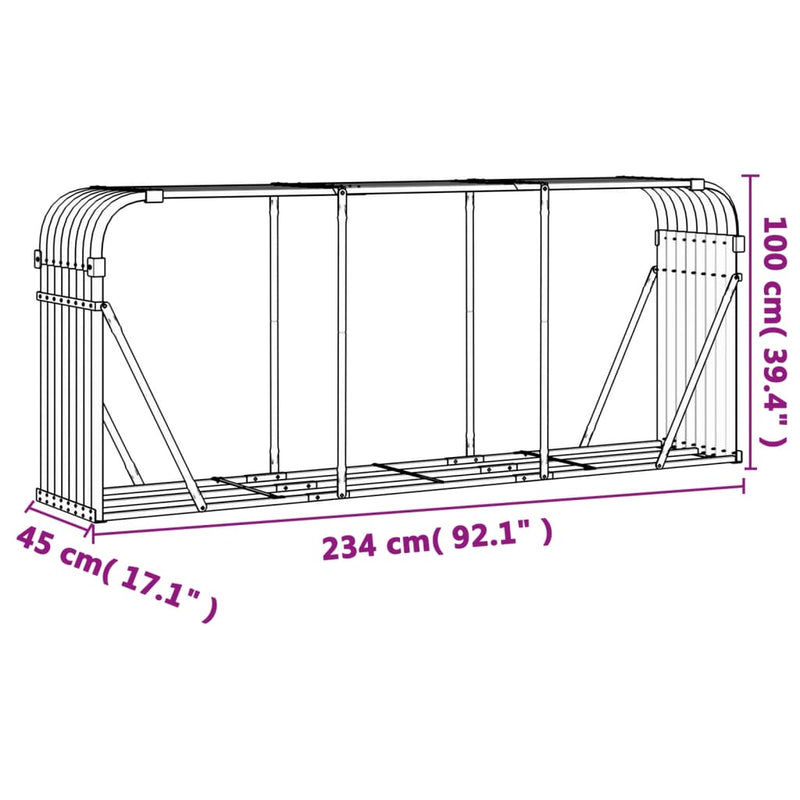 Log Holder Anthracite 92.1"x17.7"x39.4" Galvanized Steel