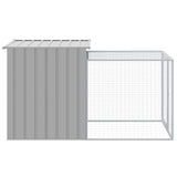 Chicken Cage with Run Light Gray 43.3"x79.1"x43.3" Galvanized Steel