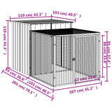 Chicken Cage with Run Light Gray 43.3"x79.1"x43.3" Galvanized Steel