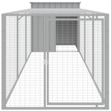 Chicken Cage with Run Light Gray 43.3"x159.4"x43.3" Galvanized Steel