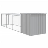 Chicken Cage with Run Light Gray 43.3"x159.4"x43.3" Galvanized Steel