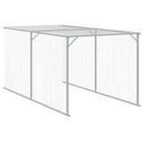 Chicken Cage with Run Light Gray 43.3"x159.4"x43.3" Galvanized Steel